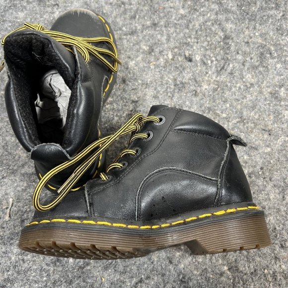 Dr. Marten Black Leather High-top Boots, Kids Size 12 - Picture 6 of 9